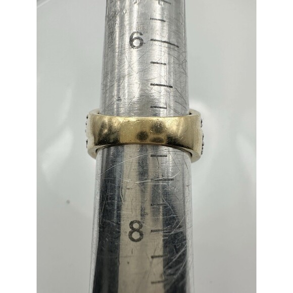 J&T 925 Sterling Silver 14k Gold Vermeil C Z Cross Ring Size 7 - Picture 7 of 7